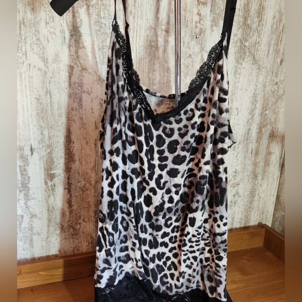 Leopard Print Lace Trim Women's Top Tank 18/20 Lane Bryant